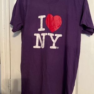 I love NY purple t-shirt, size Large. LIKE NEW